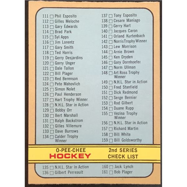 1972-73 O-PEE-CHEE 2nd CHECKLIST (CORRECTED VERSION)