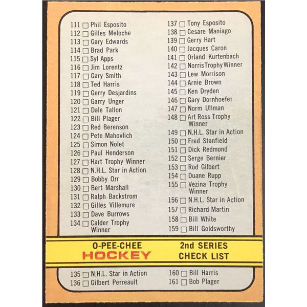1972-73 O-PEE-CHEE 2nd CHECKLIST ERROR CARD