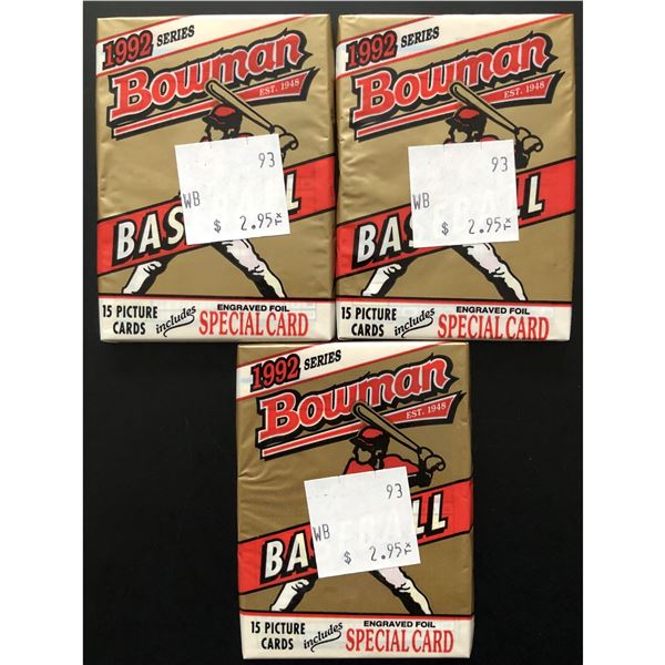1992 BOWMAN BASEBALL CELLO PACKS (3)