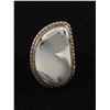 Image 2 : Large Vintage Hand Made Silver Ring w/ Genuine Stone. Not Marked But Believed To Be Silver