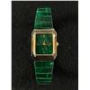 Image 2 : Vintage Ladies Quartz Watch w/ Malachite Band Japan Movement (needs battery)