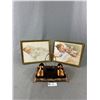 Image 1 : Pair Of Vintage Framed Bessie Pegge Gusman & Copper Infant Shoes Display Ready for Your Picture