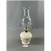 Image 2 : Vintage 1988 Light Pink Floral Kaadan Oil Lamp w/ Chimney