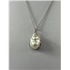 Image 2 : Vintage 925 Sterling Silver Chain w/ Silver Framed Mother Of Pearl Pendant