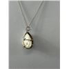 Image 3 : Vintage 925 Sterling Silver Chain w/ Silver Framed Mother Of Pearl Pendant