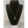 Image 1 : Lovely 18K White Gold Plated Chain w/ Pendant Necklace, Markded 18K G.P.