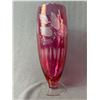 Image 2 : 3 Mid 1950's Cranberry Glass Vases, 1 Has Chip On Stem Base. Displays Well