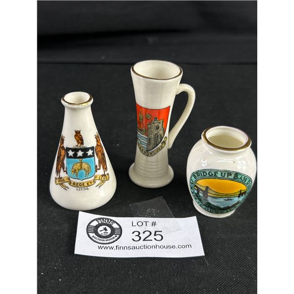 3 Miniature  "Goss"Crestwood China Pieces