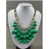 Image 2 : 2 Lovely Vintage Necklaces. Gold Tone With Green Stones and Multicoloured Choker Necklace