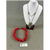 Image 1 : Lot of 2 Vintage Necklaces. 1 is a  Red Bead Choker