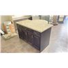 Image 1 : DARK WOOD FINISH GRANITE TOP 3 DRAWER WITH BOTTOM CUPBOARD ISLAND 60"W X 48"D X 36"H