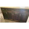 Image 3 : DARK WOOD FINISH GRANITE TOP 3 DRAWER WITH BOTTOM CUPBOARD ISLAND 60"W X 48"D X 36"H