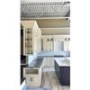 Image 1 : SILESTONE BY COSENTINO KITCHEN CABINET SET - OFF WHITE W/BROWN HANDLES AND  GREY STONE COUNTERTOP