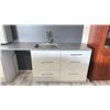 Image 3 : SILESTONE BY COSENTINO KITCHEN CABINET SET - WHITE W/CHROME HANDLES AND  GREY STONE COUNTERTOP
