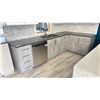 Image 2 : VICOSTONE KITCHEN CABINET SET - GREY W/CHROME HANDLES & GREY STONE COUNTER TOP
