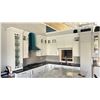Image 1 : CAMBRIA FLOFORM KITCHEN CABINET SET - WHITE W/CHROME HANDLES AND BLACK STONE COUNTERTOP