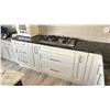 Image 3 : CAMBRIA FLOFORM KITCHEN CABINET SET - WHITE W/CHROME HANDLES AND BLACK STONE COUNTERTOP