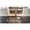Image 7 : CAMBRIA FLOFORM KITCHEN CABINET SET - WHITE W/CHROME HANDLES AND BLACK STONE COUNTERTOP