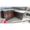 Image 2 : SILESTONE BY COSENTINO LARGE KITCHEN ISLAND WITH COUNTER - DARK WOOD FINISH W/WHITE STONE TOP