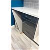 Image 3 : GREY FINISH WITH WHITE STONE COUNTER TOP 2 PCS. KITCHEN CABINET SET