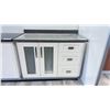 Image 1 : WHITE GLASS FRONT WITH GREY LAMINATE COUNTER TOP BATHROOM VANITY CABINET