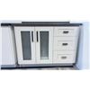 Image 2 : WHITE GLASS FRONT WITH GREY LAMINATE COUNTER TOP BATHROOM VANITY CABINET