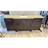 Image 1 : DARK WOODEN MARBLE LOOK TOP 4 DOOR 2 DRAWER VANITY WITH SINK AND FAUCET - 73"W X 23"D X 32"H