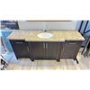 Image 2 : DARK WOODEN MARBLE LOOK TOP 4 DOOR 2 DRAWER VANITY WITH SINK AND FAUCET - 73"W X 23"D X 32"H