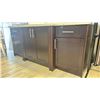 Image 3 : DARK WOODEN MARBLE LOOK TOP 4 DOOR 2 DRAWER VANITY WITH SINK AND FAUCET - 73"W X 23"D X 32"H
