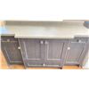Image 4 : DARK WOOD WITH GREY LAMINATE TOP 4 DOOR 3 DRAWER BATHROOM VANITY CABINET - APPROX. 62.5"W X 23"D X