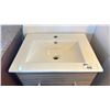 Image 3 : GREY WOOD GRAIN LOOK FINISH 2 DRAWER BATHROOM VANITY CABINET WITH RECTANGULAR LAVATORY SINK -