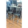 Image 3 : BLACK LEATHER HIGH BACK OFFICE CHAIR & A PAIR OF BLACK PLASTIC/METAL LEG BAR STOOLS