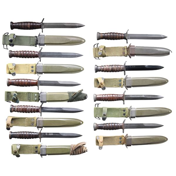 GROUP OF 9 US WW2 M3 TRENCH KNIVES.
