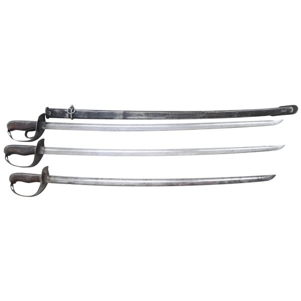 3 JAPANESE TYPE CAVALRY SABERS.
