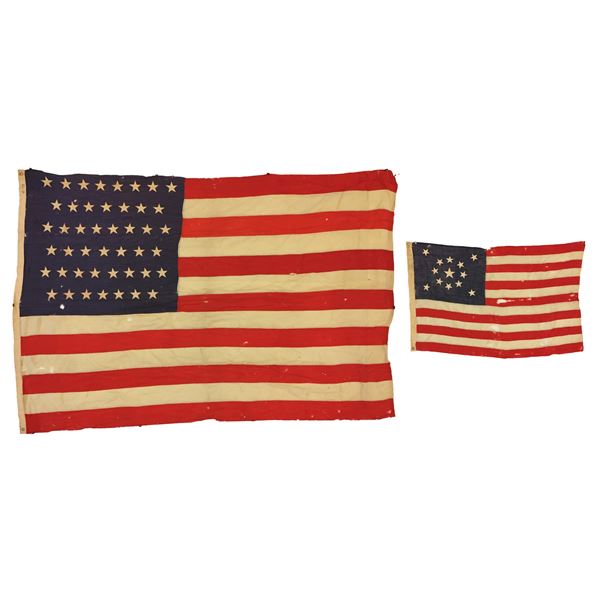 2 VINTAGE UNITED STATES FLAGS.