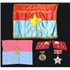 Image 1 : 2 NORTH VIETNAMESE FLAGS, 2 MEDALS, & A PAIR OF