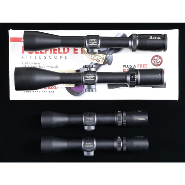 LOT OF 4 ASSORTED BURRIS RIFLE SCOPES.