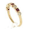 Image 7 : Estate 14k Yellow Gold Diamond & Synthetic Ruby Milgrain Bezel Stack Band Ring