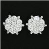 Image 3 : New 14k White Gold 0.55 ctw Round Brilliant Prong Diamond Cluster Stud Earrings