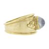 Image 5 : Maz 14k Yellow Gold Oval Moonstone Matte Finish Cigar Band Ring w/ Bead Work