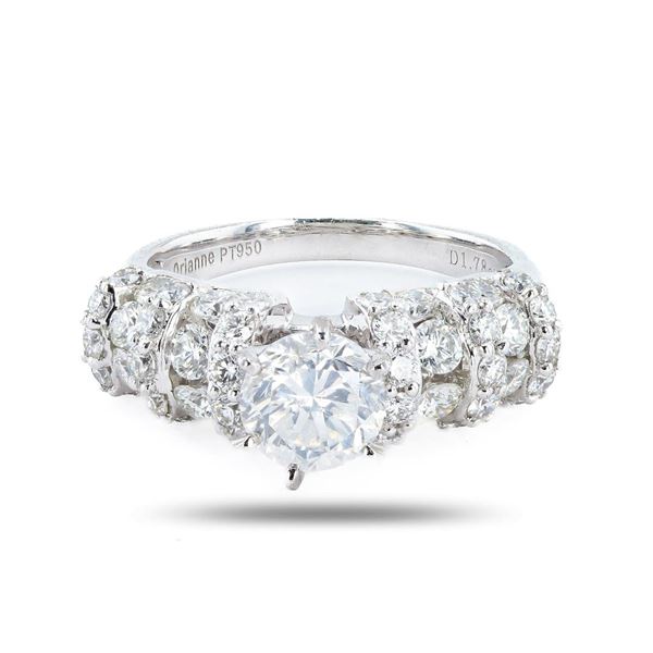 1.52 ctw H COLOR I1 CLARITY CENTER Diamond Platinum Ring (3.30 ctw Diamonds)