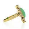 Image 5 : Vintage 14k Gold Oval Cabochon Jade & 1.1 ctw European Diamond Halo Cocktail Rin
