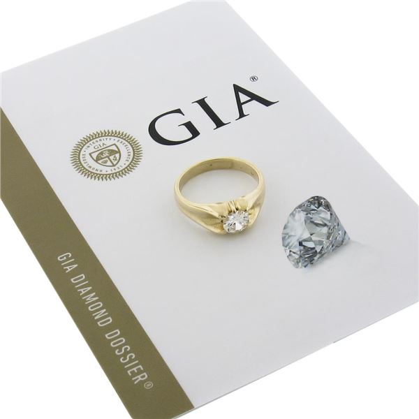 Antique 14k Gold 0.95 ctw GIA Certified Old Cut Belcher Diamond Engagement Ring