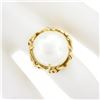 Image 3 : Vintage 14K Yellow Gold Large 14.8mm Mabe Pearl Open Work w/ Grooved Band Ring