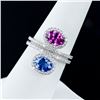Image 3 : 3.01 ctw Purple Pink and Blue Sapphire and 0.72 ctw Diamond Platinum Ring