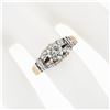 Image 3 : 14k TT Gold 1.48 ctw Round Brilliant & Baguette Cut Diamond Engagement Band Ring