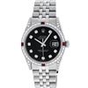 Image 2 : Rolex 36MM Stainless Steel Black Diamond Lugs & Ruby Datejust Wristwatch