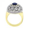 Image 8 : 18k TT Gold Oval Bezel Sapphire w/ 1.7 ctw Diamond Milgrain Mosaic Dome Bombe Ri