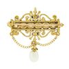 Image 3 : Vintage Victorian Revival 14K Gold Opal Cultured Pearl Dangle Brooch Pin Pendant