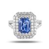 Image 2 : 3.00 ctw Blue Sapphire and 1.38 ctw Diamond 18K White Gold Ring (GIA CERTIFIED)